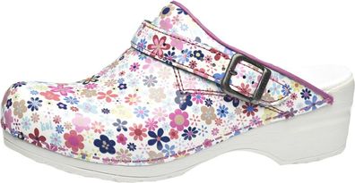 Sanita Damen Offener Clog Little Flower Pink Flower