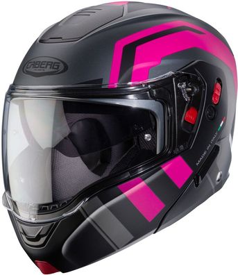 Caberg Motorrad Klapphelm Horus X Road Matt-Gun Metallic/Schwarz-Fuchsia