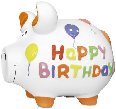 KCG 101199 Spardose Schwein "Happy Birthday" - Keramik, mittel