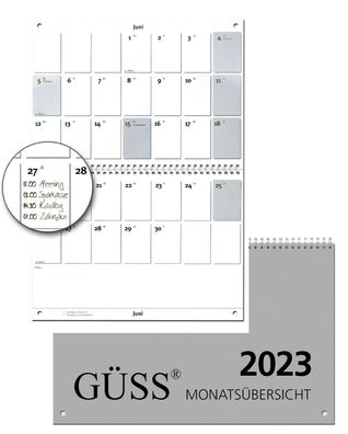 Güss 6 Wandkalender - A4, quer, 1 Monat / 2 Seiten