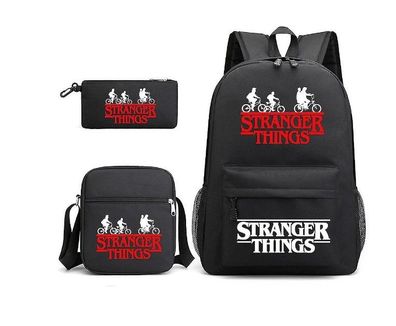 Stranger Things Rucksack 3-teiliges Set Schüler Schultasche Canvas Tasche