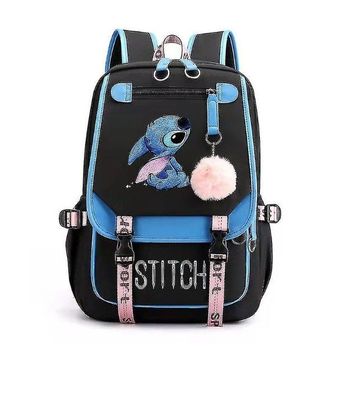 Stitch USB wiederaufladbarer Schulrucksack für männliche und weibliche Schüler