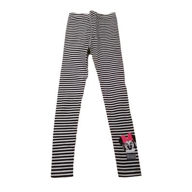 Minnie Maus Leggings, schwarz-weiß gestreift mit Minnie Mouse Logo