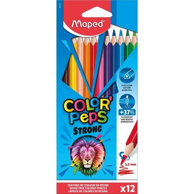 maped 862712 12x COLOR'PEPS STRONG Buntstifte farbsortiert