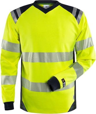 Fristads Flamestat High Vis Langarm-T-Shirt Kl. 3 7359 TFL Warnschutz-Gelb/Marine