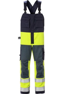 Fristads Flame High Vis Latzhose Kl. 2 1584 FLAM Warnschutz-Gelb/Marine