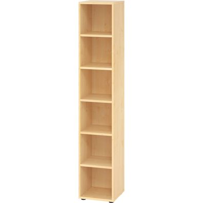 bümö Regal Ahorn, Standregal aus Holz für 6 Ordnerhöhen - Bücherregal groß 40 cm schm