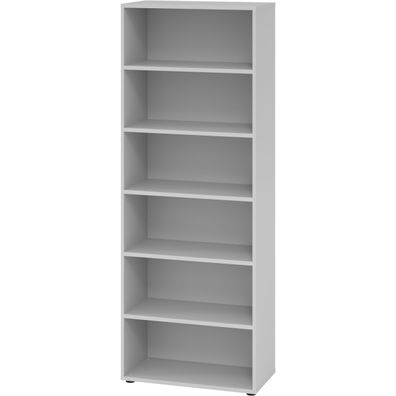 bümö Regal grau, Standregal aus Holz für 6 Ordnerhöhen - Bücherregal 80 cm breit, Akt