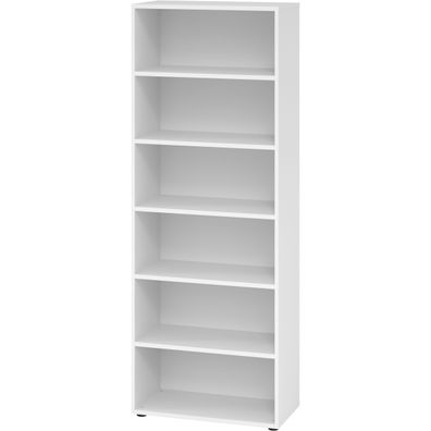 bümö Regal weiß, Standregal aus Holz für 6 Ordnerhöhen - Bücherregal 80 cm breit, Akt