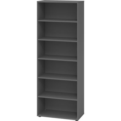 bümö Regal graphit, Standregal aus Holz für 6 Ordnerhöhen - Bücherregal 80 cm breit,