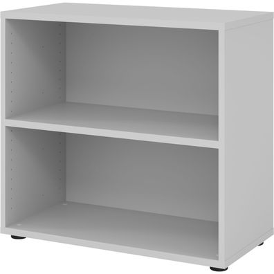 bümö Regal grau, Standregal aus Holz für 2 Ordnerhöhen - Bücherregal klein 80 cm brei