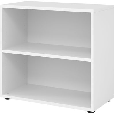 bümö Regal weiß, Standregal aus Holz für 2 Ordnerhöhen - Bücherregal klein 80 cm brei