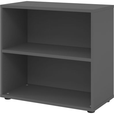 bümö Regal graphit, Standregal aus Holz für 2 Ordnerhöhen - Bücherregal klein 80 cm b