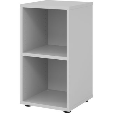 bümö Regal grau, Standregal aus Holz für 2 Ordnerhöhen - Bücherregal klein 40 cm schm