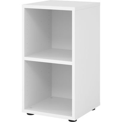 bümö Regal weiß, Standregal aus Holz für 2 Ordnerhöhen - Bücherregal klein 40 cm schm