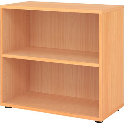 bümö Regal Buche, Standregal aus Holz für 2 Ordnerhöhen - Bücherregal klein 80 cm bre