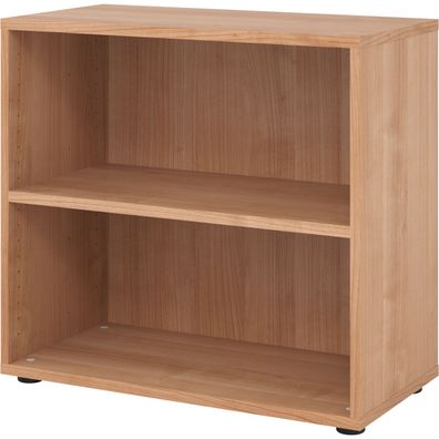 bümö Regal Nussbaum, Standregal aus Holz für 2 Ordnerhöhen - Bücherregal klein 80 cm