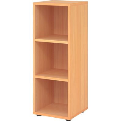 bümö Regal Buche, Standregal aus Holz für 3 Ordnerhöhen - Bücherregal klein 40 cm sch