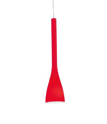 Ideal Lux FLUT SP1 SMALL Pendelleuchte mit E27 Fassung Lampenschirm Rot (Innen Weiß)