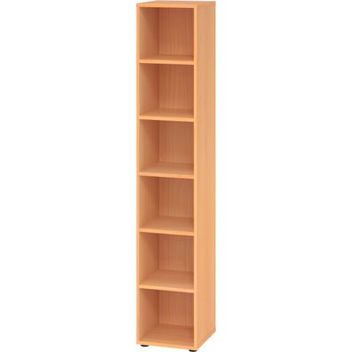 bümö Regal Buche, Standregal aus Holz für 6 Ordnerhöhen - Bücherregal groß 40 cm schm