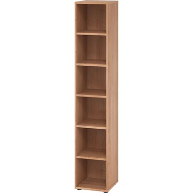 bümö Regal Nussbaum, Standregal aus Holz für 6 Ordnerhöhen - Bücherregal groß 40 cm s