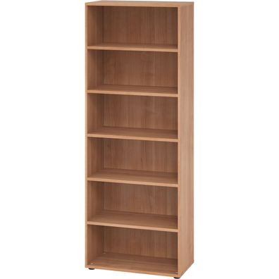 bümö Regal Nussbaum, Standregal aus Holz für 6 Ordnerhöhen - Bücherregal 80 cm breit,