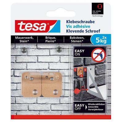 tesa 77905-00000-00 Klebeschraube, 2 Stück, für Mauerwerk und Stein, bis zu 5kg