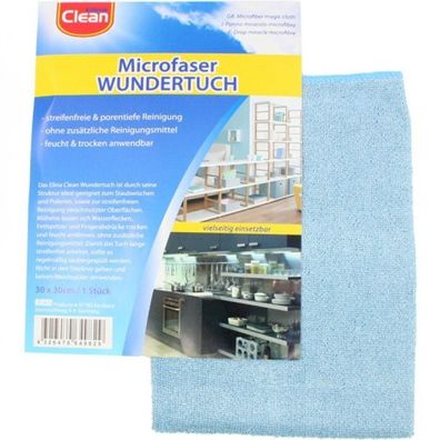 CLEAN 254005112 Microfasertuch Wundertuch - 30 x 30 cm , hellblau