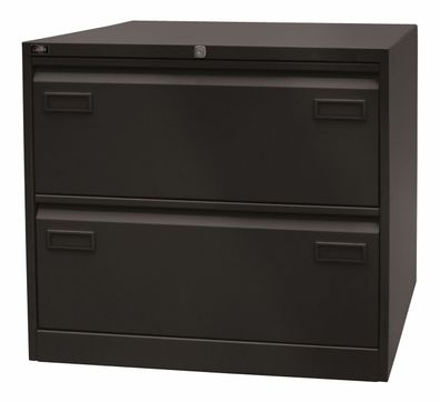 BISLEY Light Hängeregistraturschrank mit Schloss aus Metall in schwarz, 2 Schubladen,