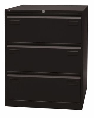 BISLEY Light Hängeregistraturschrank mit Schloss aus Metall in schwarz, 3 Schubladen,