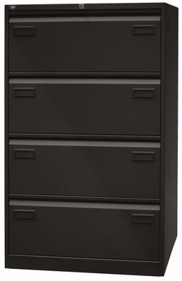 BISLEY Light Hängeregistraturschrank mit Schloss aus Metall in schwarz, 4 Schubladen,