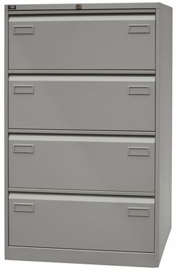 BISLEY Light Hängeregistraturschrank mit Schloss aus Metall in silber, 4 Schubladen,