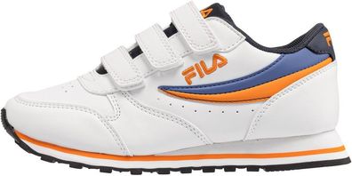 Fila Retro Running Sneaker Orbit Fastener Low Kids White-Medieval Blue-Tangelo