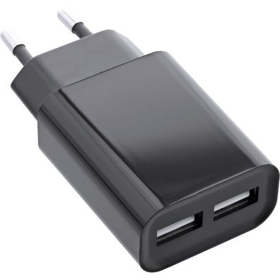 InLine® 31503S USB Ladegerät DUO, Netzteil 2-fach, Stromadapter, 100-240V zu 5V/2