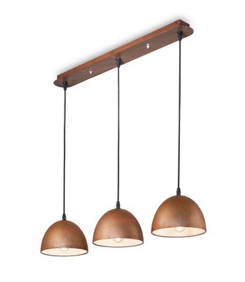 Ideal Lux FOLK SP3 Pendelleuchte mit E27 Fassungen Struktur Rost industrielles Design