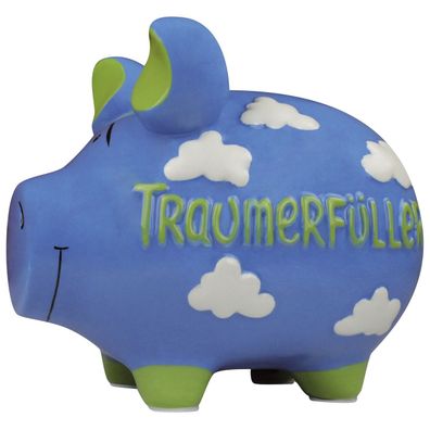 KCG 101214 Spardose Schwein "Traumerfüller" Keramik hellblau mittel