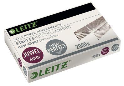 Leitz 5641-00-00 Heftklammern Juwel - 4 mm, 2000 Stück, neusilber