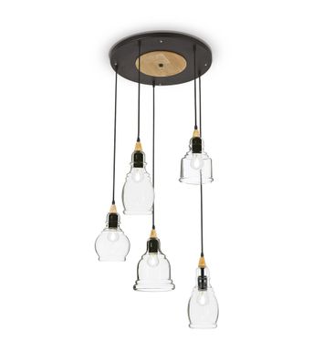 Ideal Lux GRETEL SP5 Pendelleuchte mit E27 Fassungen Struktur Schwarz Baldachin