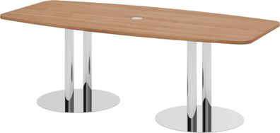 bümö Konferenztisch oval 220x103 cm großer Besprechungstisch in Nuss, Besprechungstis