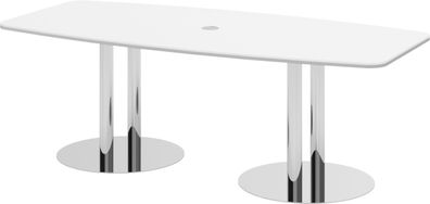 bümö Konferenztisch oval 220x103 cm großer Besprechungstisch in weiss, Besprechungsti