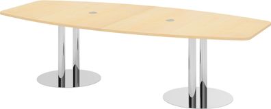 bümö Konferenztisch oval 280x130 cm großer Besprechungstisch in Ahorn, Besprechungsti