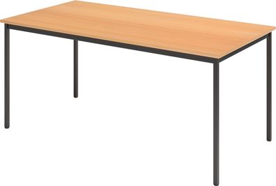 bümö Tisch, Multifunktionstisch 160 x 80 cm in Buche/Schwarz - Besprechungstisch, Kon