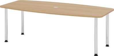 bümö Konferenztisch oval 220x103 cm großer Besprechungstisch in Eiche, Besprechungsti