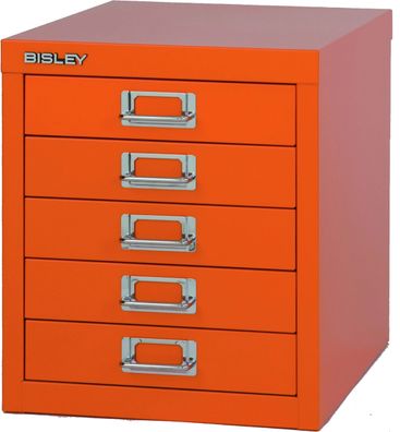 BISLEY Schubladenschrank aus Metall für DIN A4 in orange Schrank mit 5 Schubladen Bür