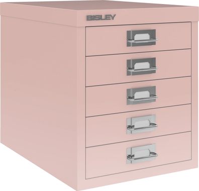 BISLEY Schubladenschrank aus Metall für DIN A4 in pastellpink Schrank mit 5 Schublade