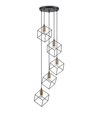 Ideal Lux ICE SP5 Pendelleuchte mit E27 Fassungen Struktur Schwarz quadratisches