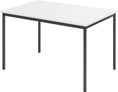 bümö Tisch, Multifunktionstisch 120 x 80 cm in Weiß/Schwarz - Besprechungstisch, Konf