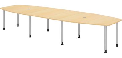 bümö Konferenztisch oval 400x130 cm großer Besprechungstisch in Ahorn, Besprechungsti