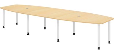 bümö Konferenztisch oval 400x130 cm großer Besprechungstisch in Ahorn, Besprechungsti