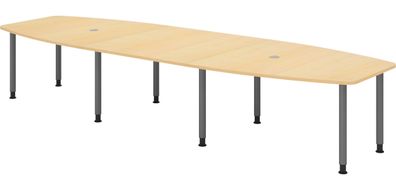 bümö Konferenztisch oval 400x130 cm großer Besprechungstisch in Ahorn, Besprechungsti